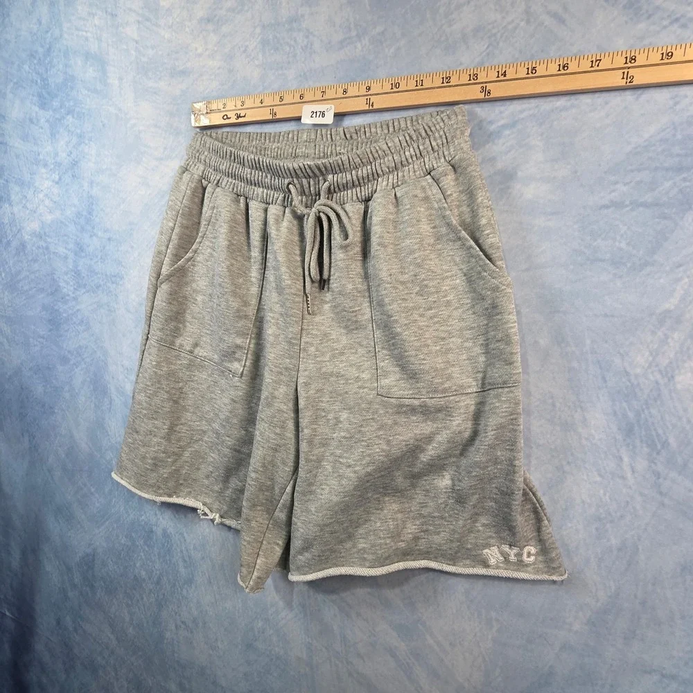 Princess Polly‎ XX Gray NYC Sweat Shorts Elastic Drawstring Waist Raw Hem Size 6